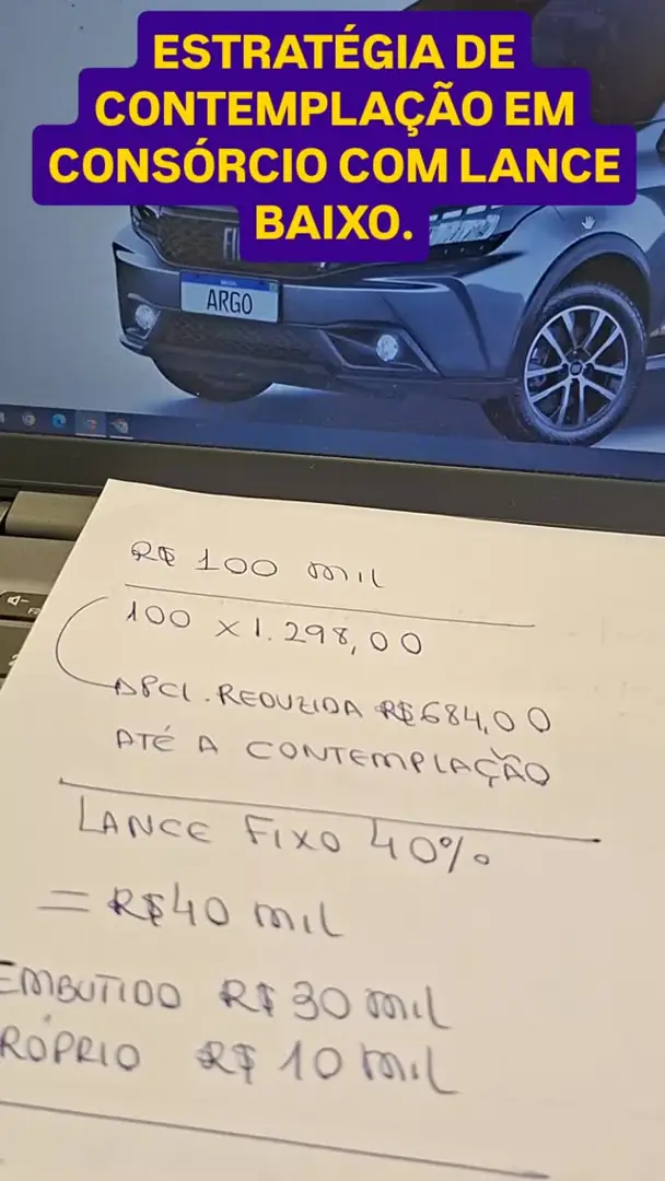 Análise de estratégia de contemplação em consórcio